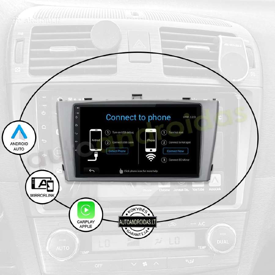 Toyota Avensis T27 2008-15 Android multimedia GPS - nuotraukos Nr. 10