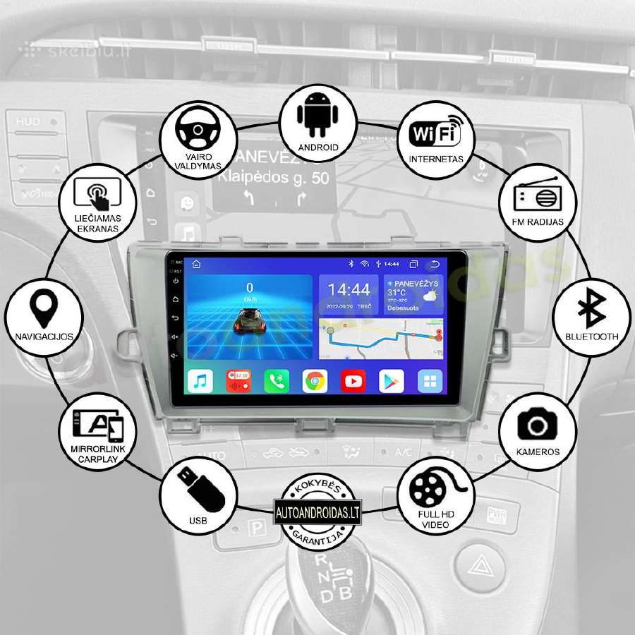 Toyota Prius 3 Xw30 2009-15 Android multimedia GPS - nuotraukos Nr. 2