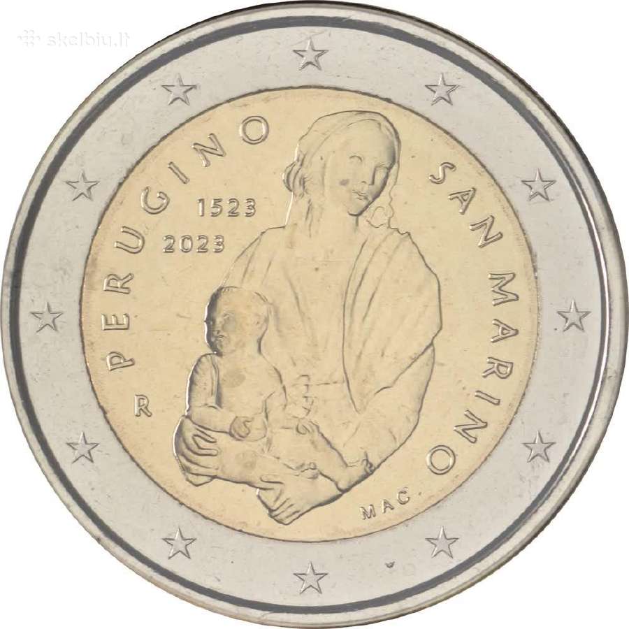 San Marino 2023 2 euro moneta Pietro Perugino - nuotraukos Nr. 3