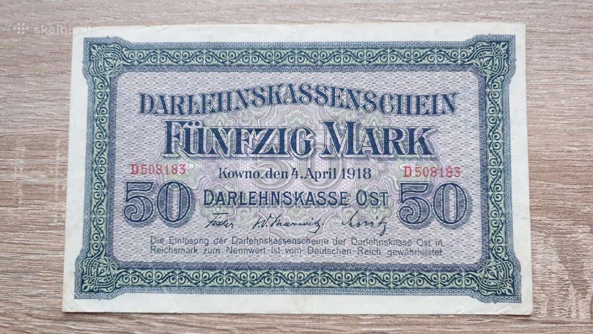 1918 Vokietija Ost Lietuva Lenkija 50 Mark