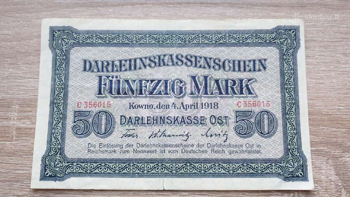1918 Vokietija Ost Lietuva Lenkija 50 Mark
