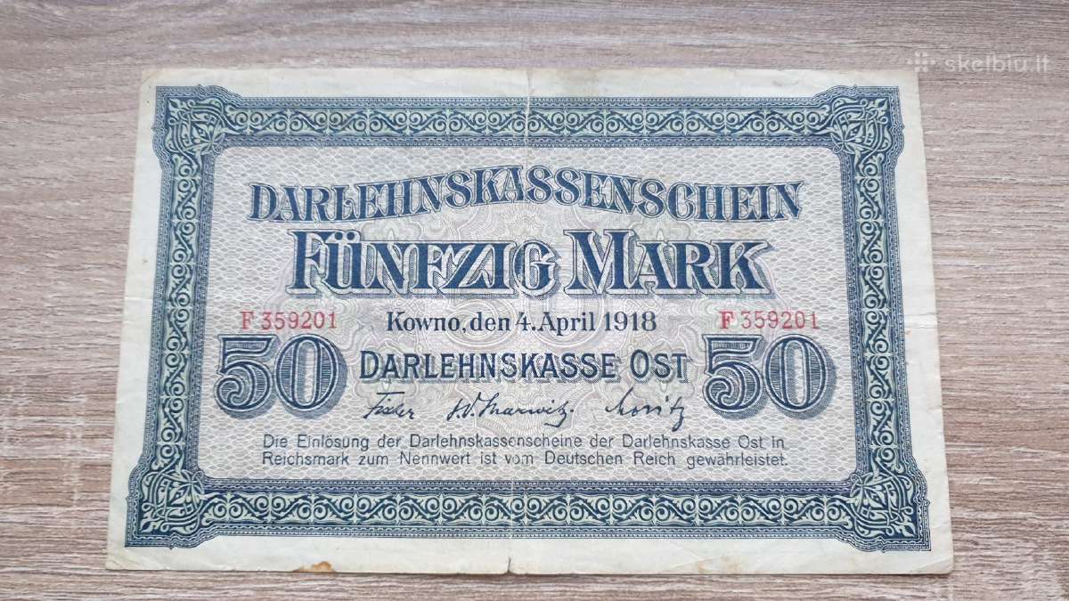 1918 Vokietija Ost Lietuva Lenkija 50 Mark