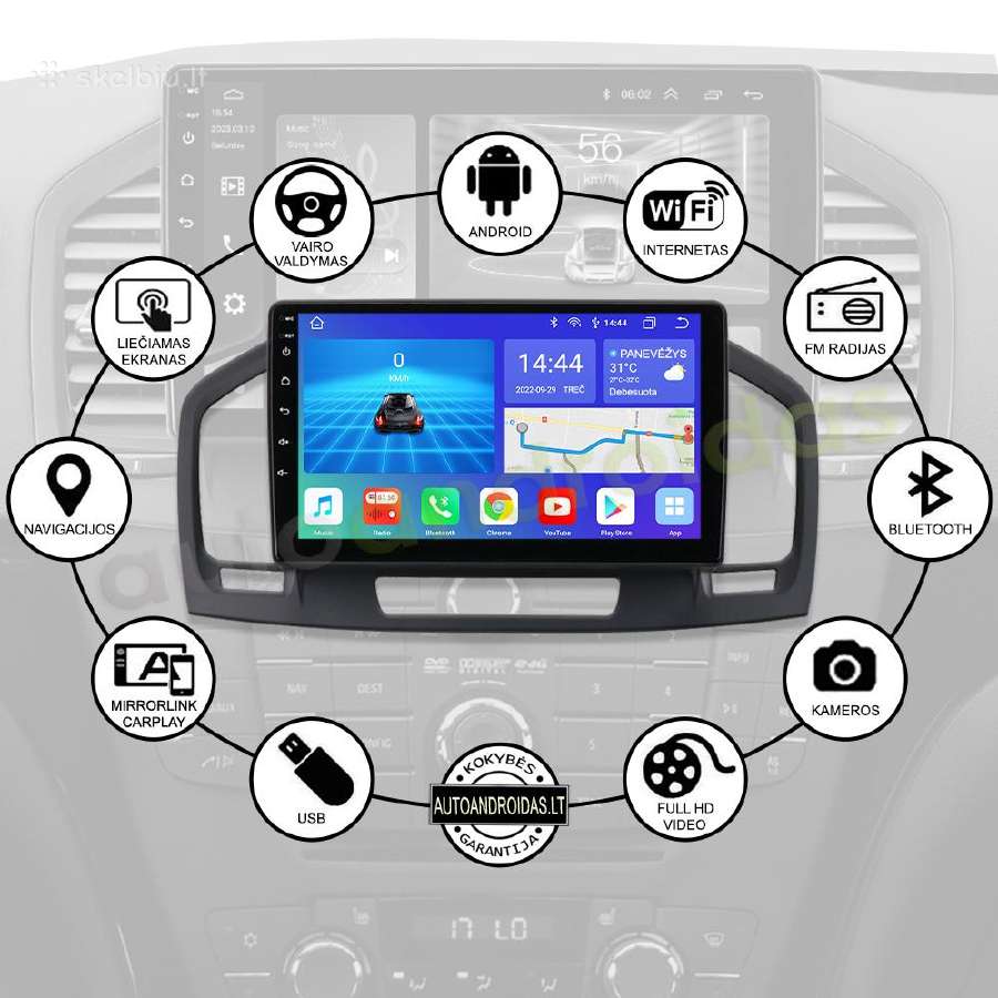 Opel Insignia 2009-18 Android multimedia GPS/WiFi - nuotraukos Nr. 2