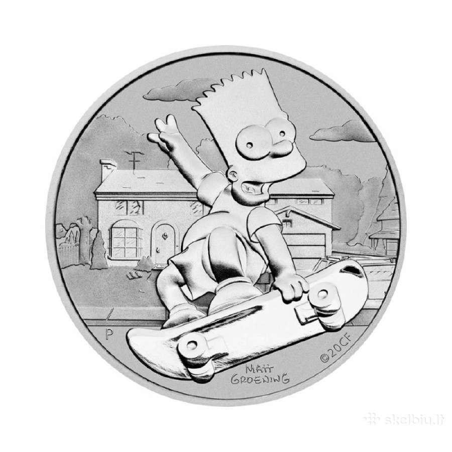 1 oz sidabrinė moneta Bartas Simpsonas,tuvalu 2020