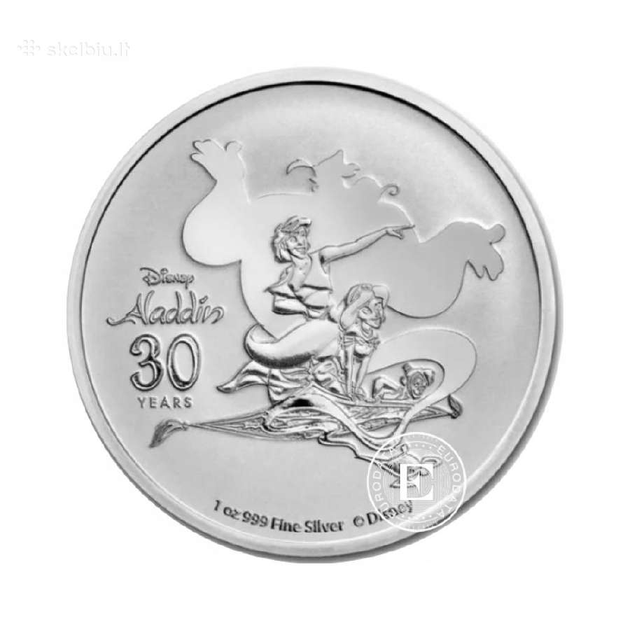 1 oz sidabrinė moneta Disneys Aladdin, Niujė 2022