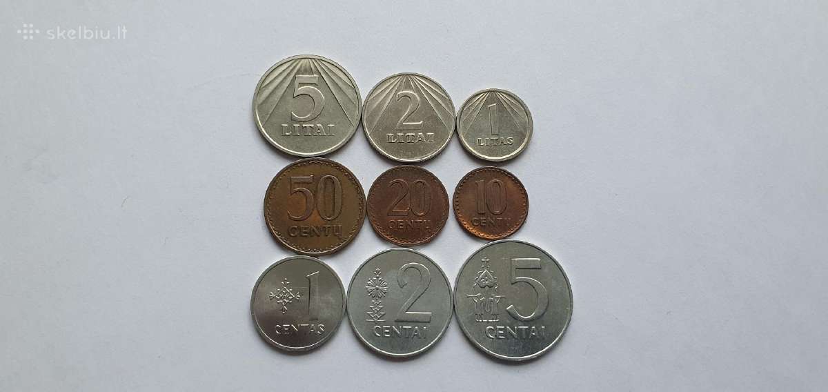 1991 5 Litai ,pilnas komplektas, Unc