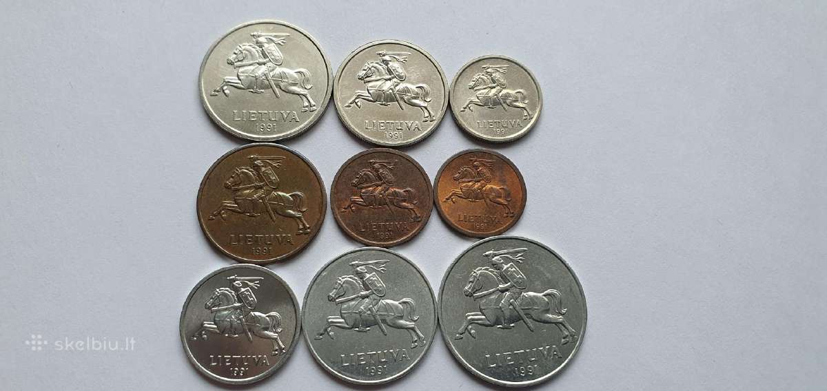 1991 5 Litai ,pilnas komplektas, Unc - nuotraukos Nr. 6
