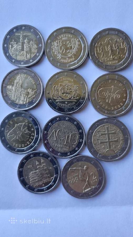Lietuviškos apyvartinės 2€ monetos po 4€