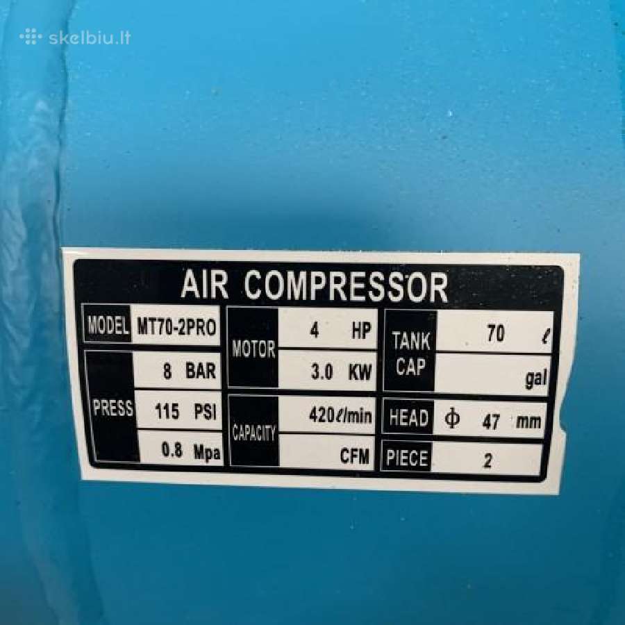 Oro kompresorius 70 litrų 420l/min Vokiškas - nuotraukos Nr. 4