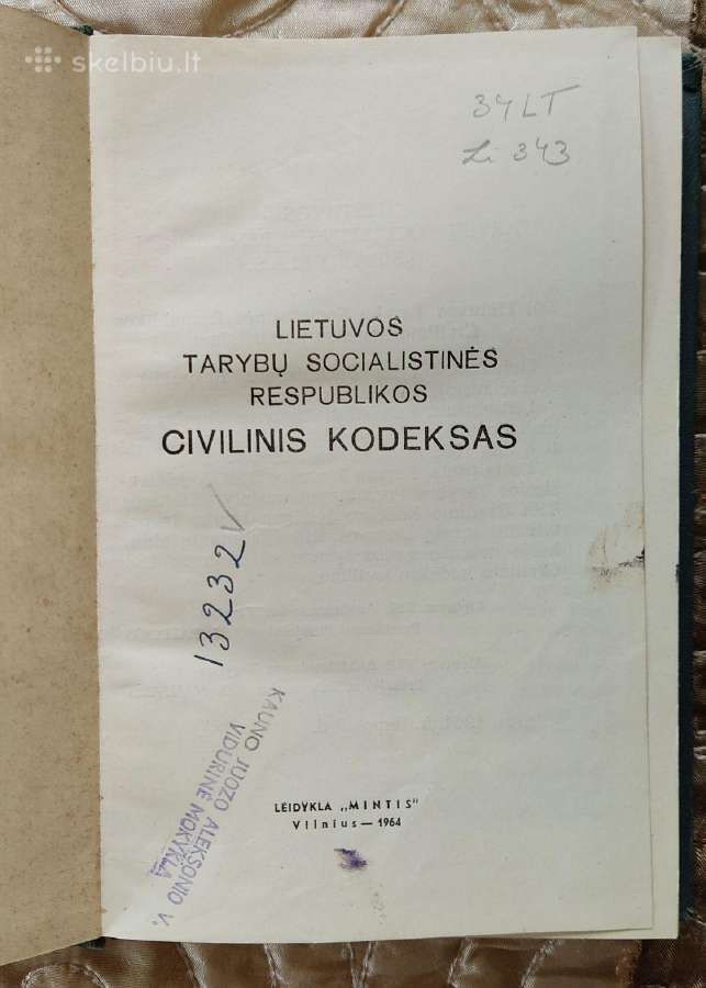 Lietuvos Tsr civilinis kodeksas 1964 m. - nuotraukos Nr. 2