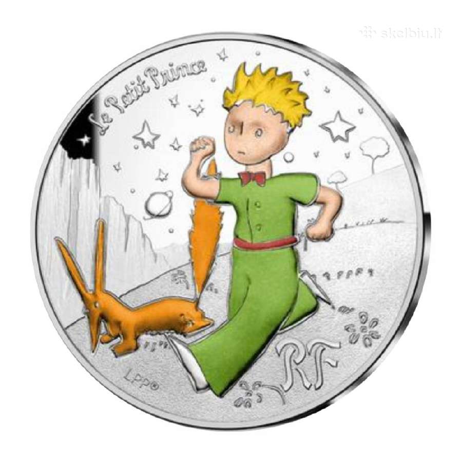 10 eurų sidabrinė moneta Mažasis Princas ir lapė.