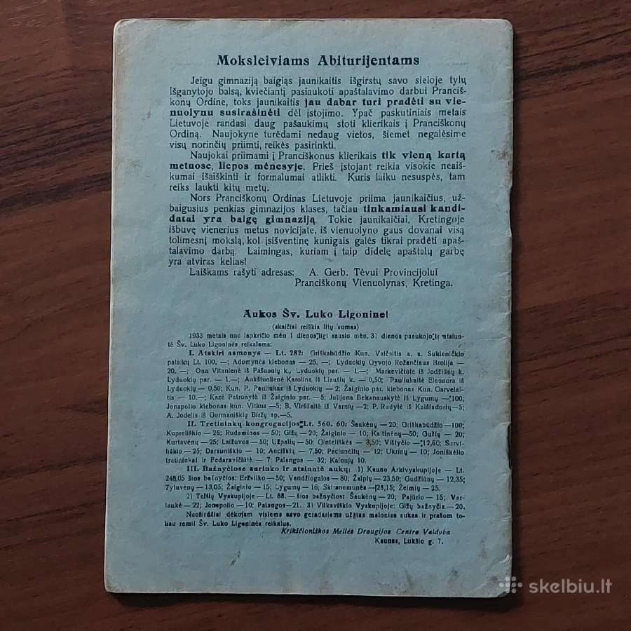 Šv. Pranciškaus Varpelis 1934 m. ,nr.3 - nuotraukos Nr. 2