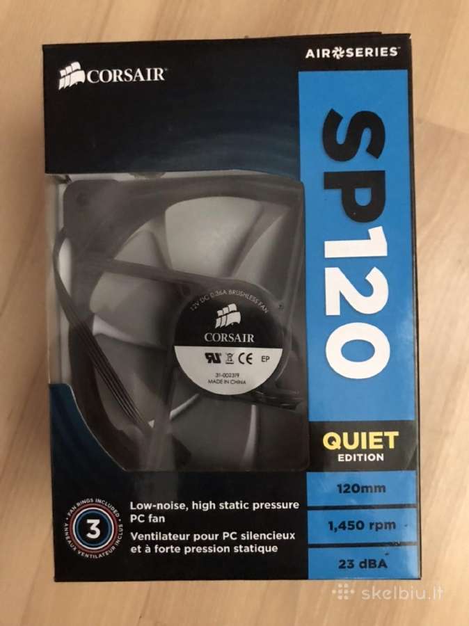 Corsair Sp120 Quiet 120 mm Black 2-pack Pc Casefan - nuotraukos Nr. 3