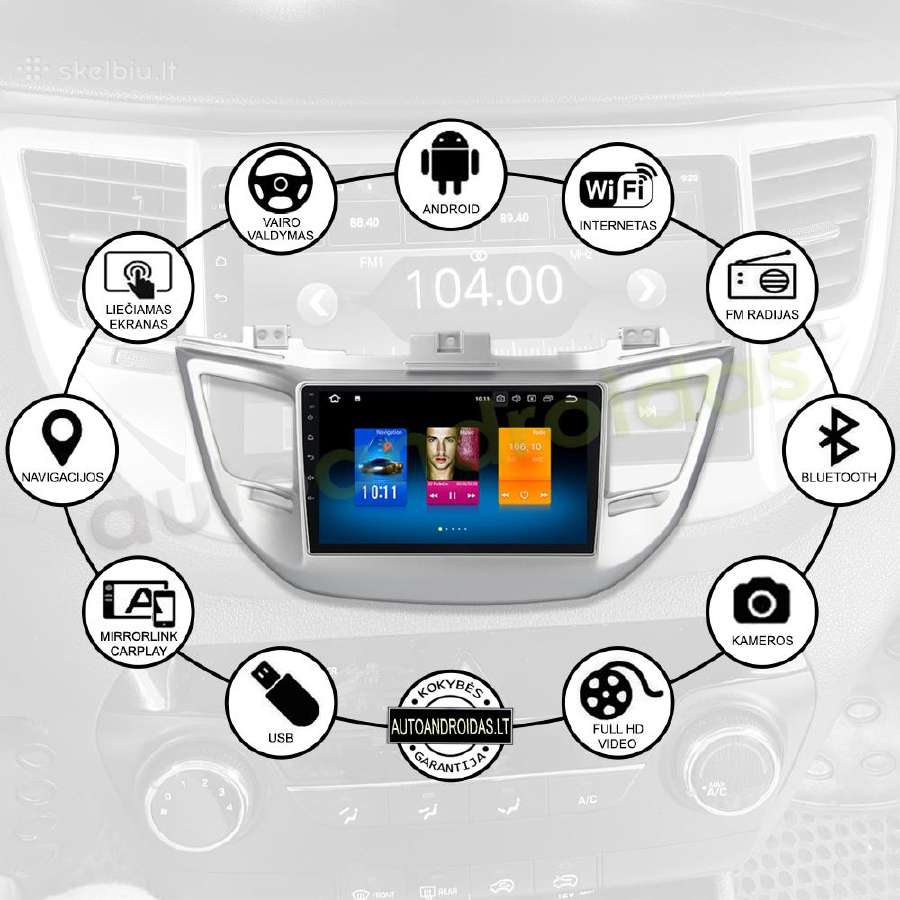 Hyundai Ix35 Tuscon 3 2015-18 Android multimedia - nuotraukos Nr. 2