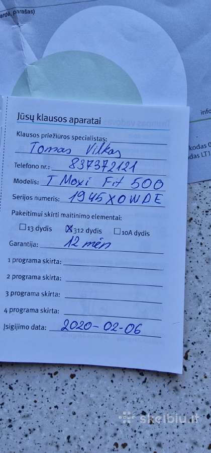 Klausos aparatas T Moxi Fit 500 - nuotraukos Nr. 5
