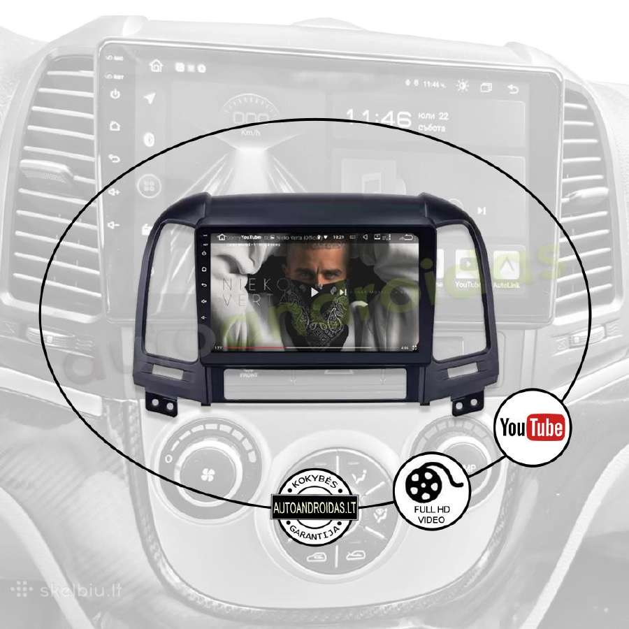 Hyundai Santa Fe 2005-12 Android multimedia WiFi - nuotraukos Nr. 9