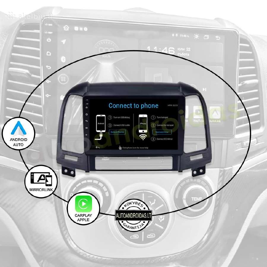 Hyundai Santa Fe 2005-12 Android multimedia WiFi - nuotraukos Nr. 10