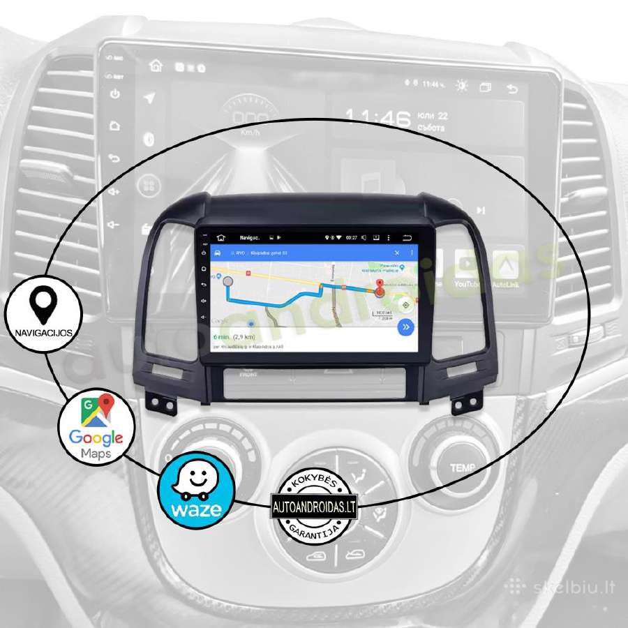 Hyundai Santa Fe 2005-12 Android multimedia WiFi - nuotraukos Nr. 11