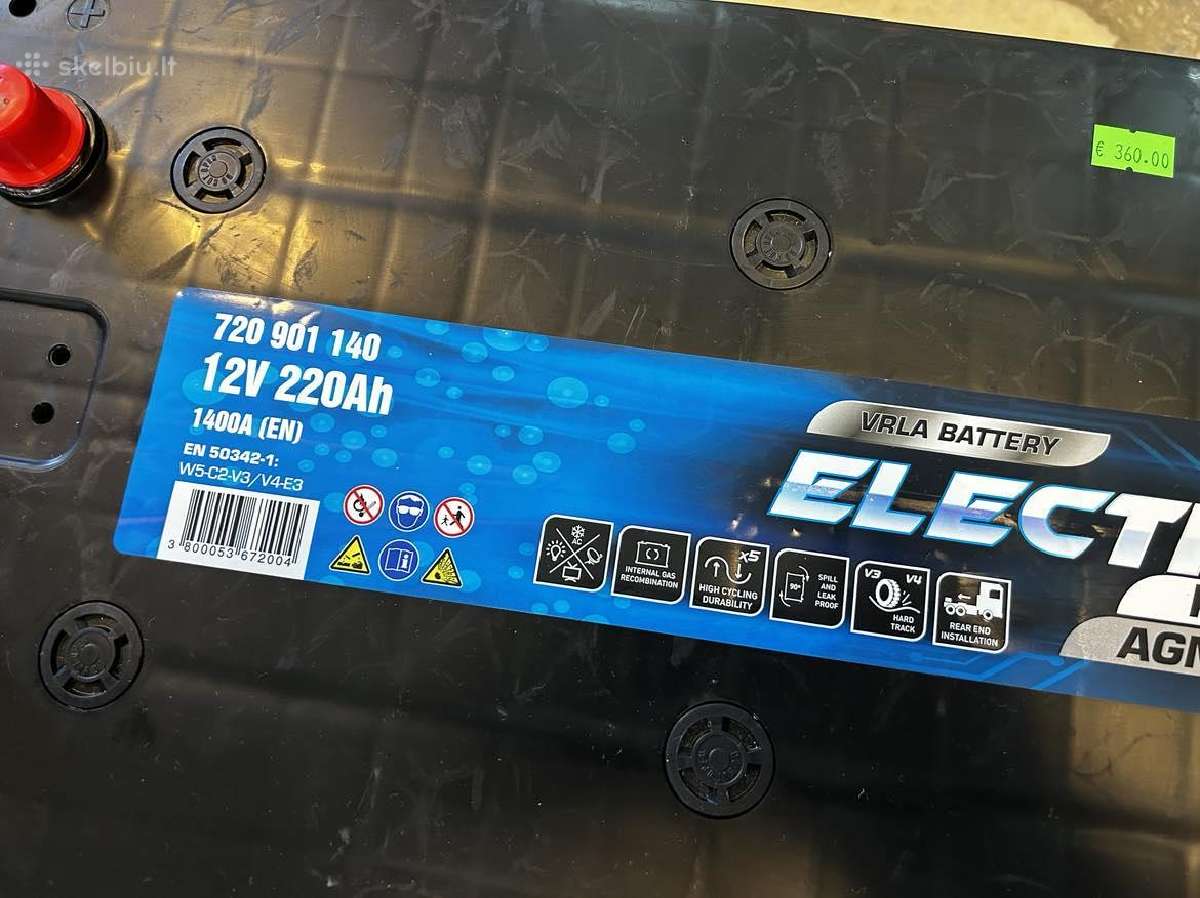 Akumuliatoriai Electron 12v 220ah Agm Sunkvežimiui - nuotraukos Nr. 3