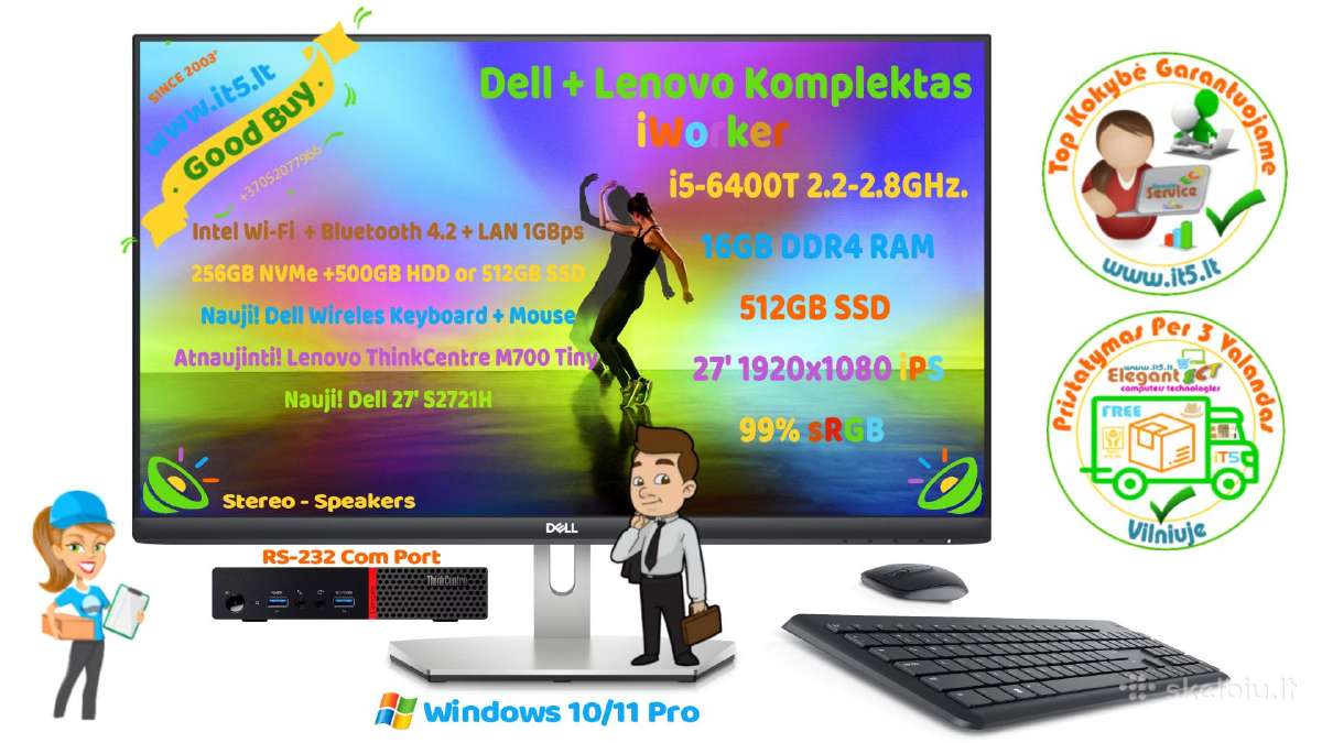 -/ Dell / Lenovo / Mini Pc su 27" Monitoriais -/ - nuotraukos Nr. 2