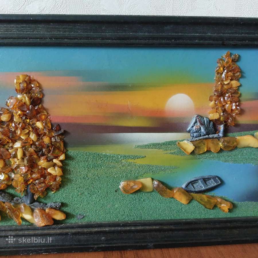 Gintarinis paveikslas - Žvejo namelis prie jūros - nuotraukos Nr. 3