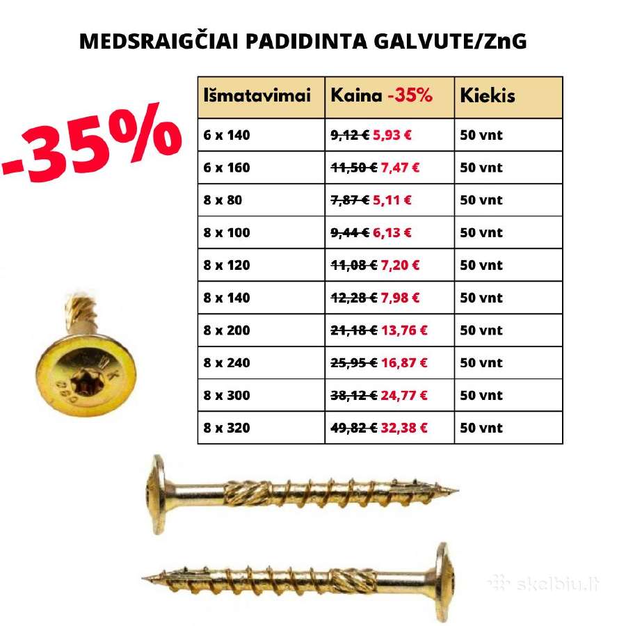 Medsraigčiai įleidžiama/padidinta galvute -35% - nuotraukos Nr. 2