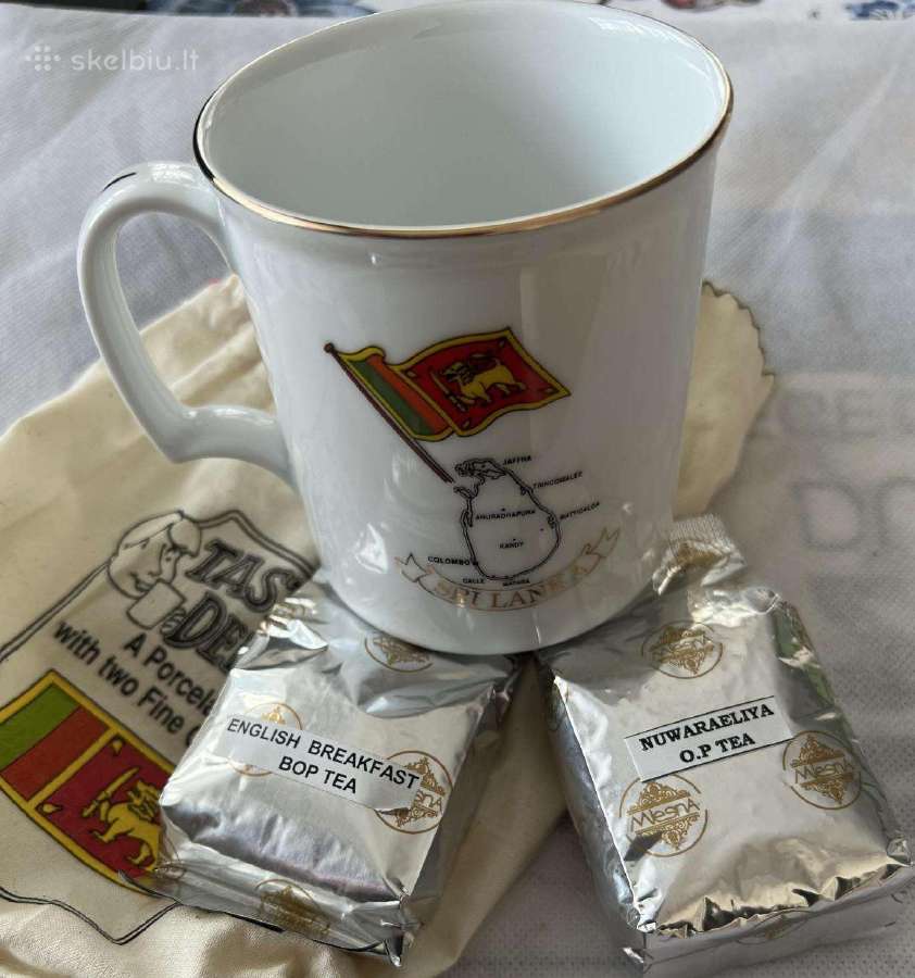 Puodelis su dviejų arbatų rinkiniu iš Šri Lankos