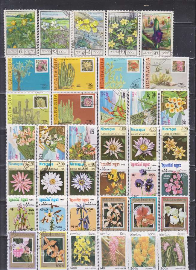 Antspauduoti pašto ženklai "Pasaulio flora"