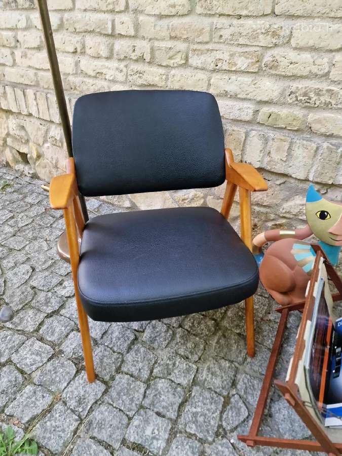 Vintažinis mid century odinis fotelis - nuotraukos Nr. 9