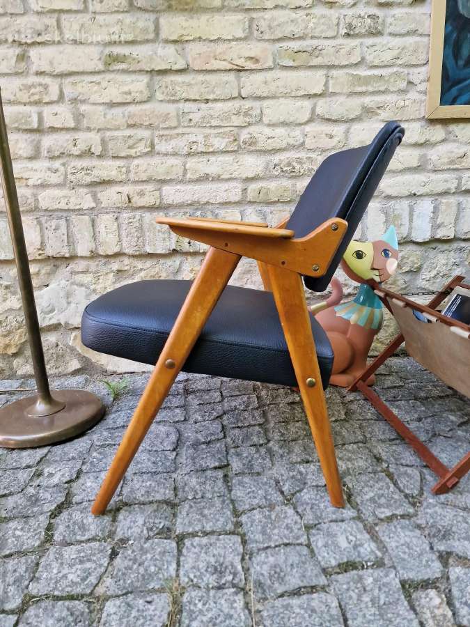 Vintažinis mid century odinis fotelis - nuotraukos Nr. 15
