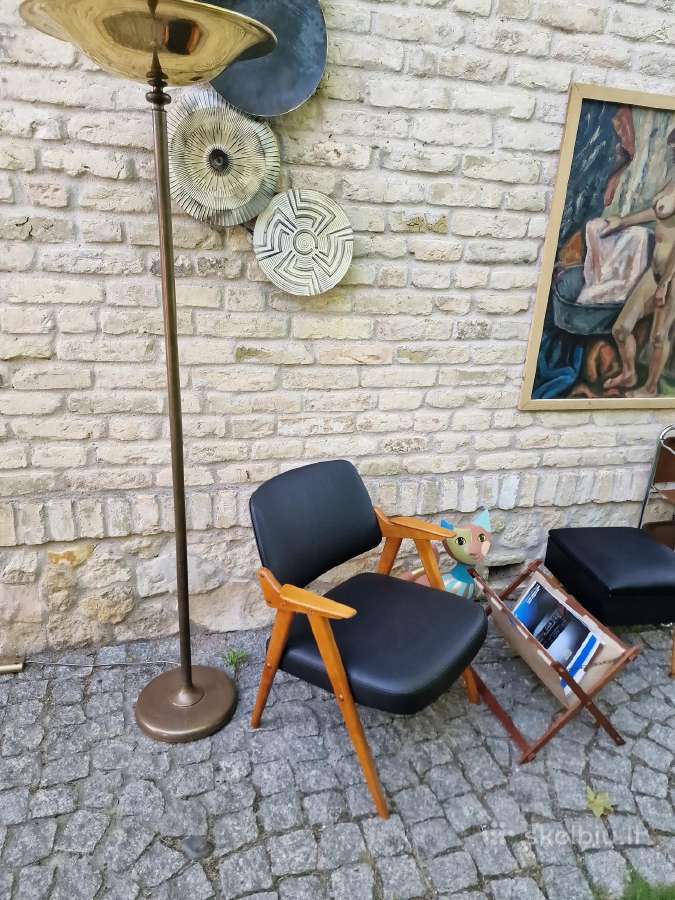 Vintažinis mid century odinis fotelis - nuotraukos Nr. 19