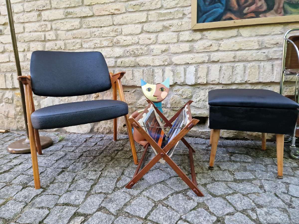 Vintažinis mid century odinis fotelis - nuotraukos Nr. 21
