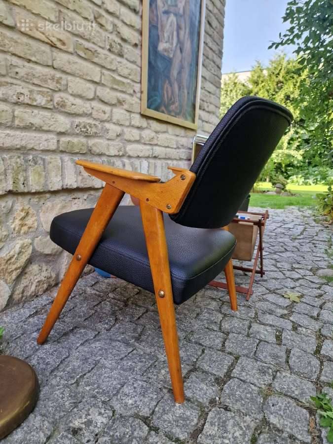 Vintažinis mid century odinis fotelis - nuotraukos Nr. 20