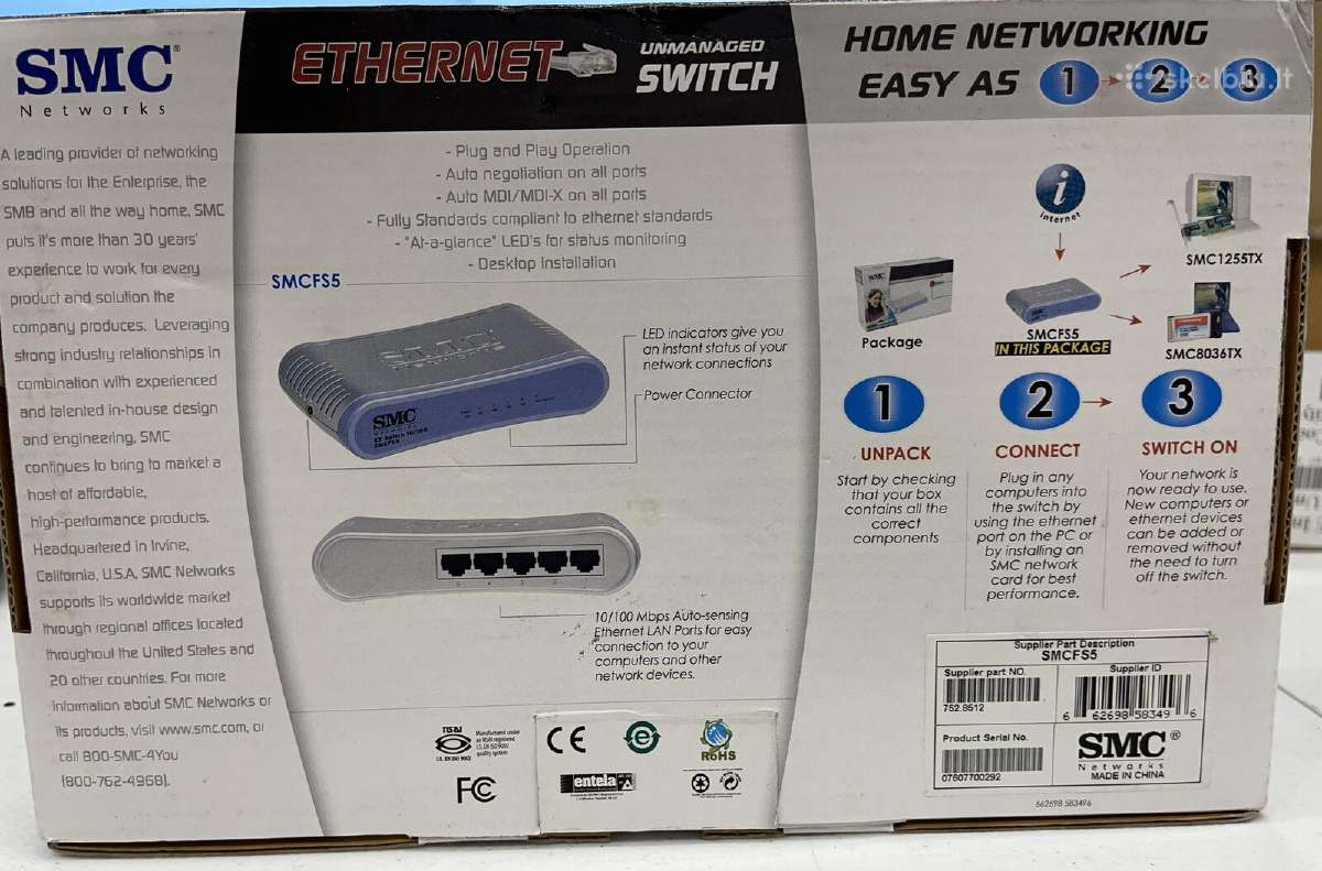 Smc Standalone Ethernet jungiklis - 5 Ports - nuotraukos Nr. 3