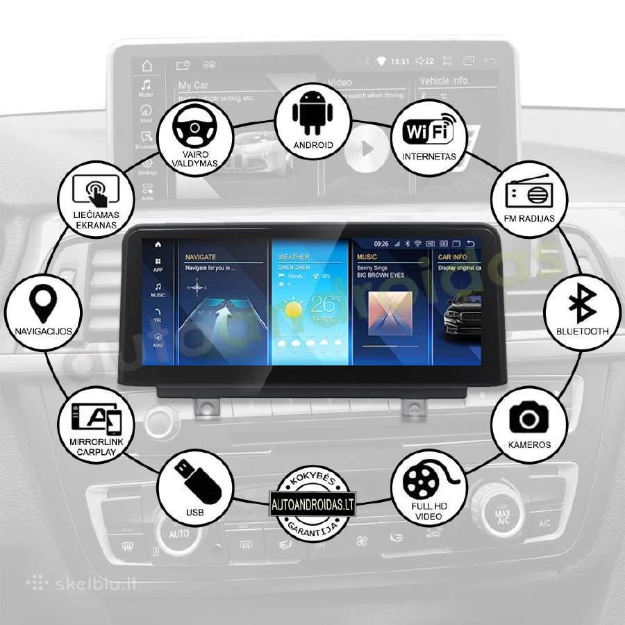 Bmw 3 F30 F31 Bmw 4 F32 F33 Android multimedia GPS - nuotraukos Nr. 2
