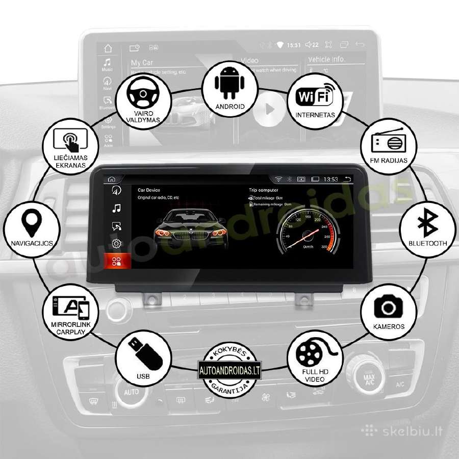 Bmw 3 F30 F31 Bmw 4 F32 F33 Android multimedia GPS - nuotraukos Nr. 3