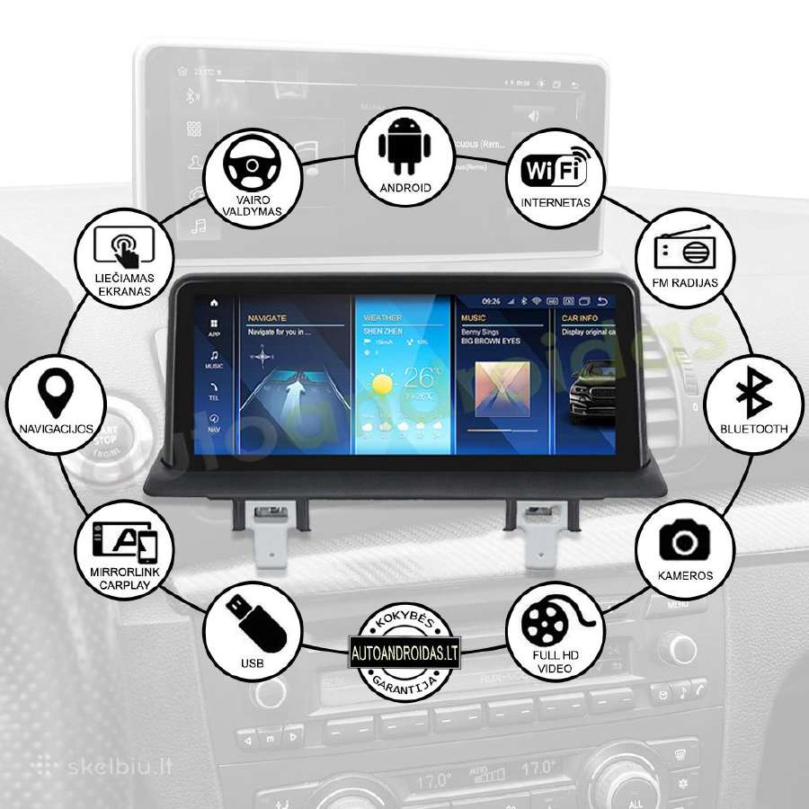 Bmw 1 E81 E87 E88 2005-11 Android multimedia WiFi - nuotraukos Nr. 3