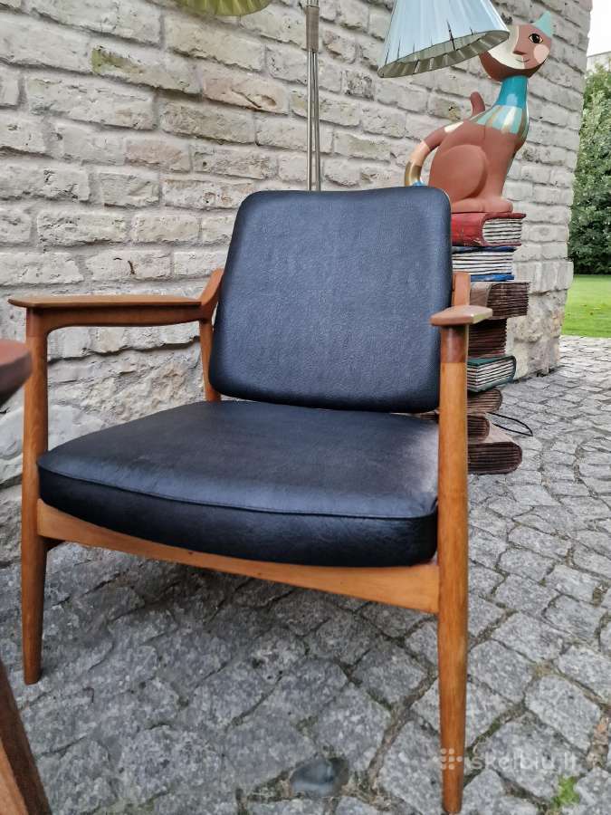 Vintažinis mid century ąžuolinis fotelis - nuotraukos Nr. 4