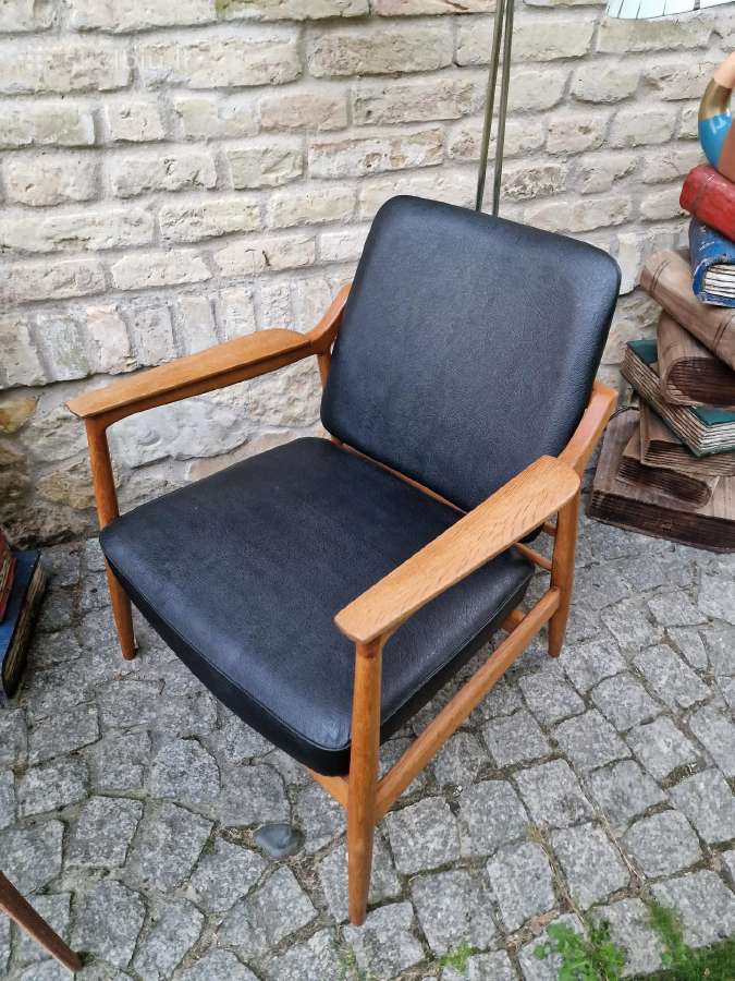 Vintažinis mid century ąžuolinis fotelis - nuotraukos Nr. 6