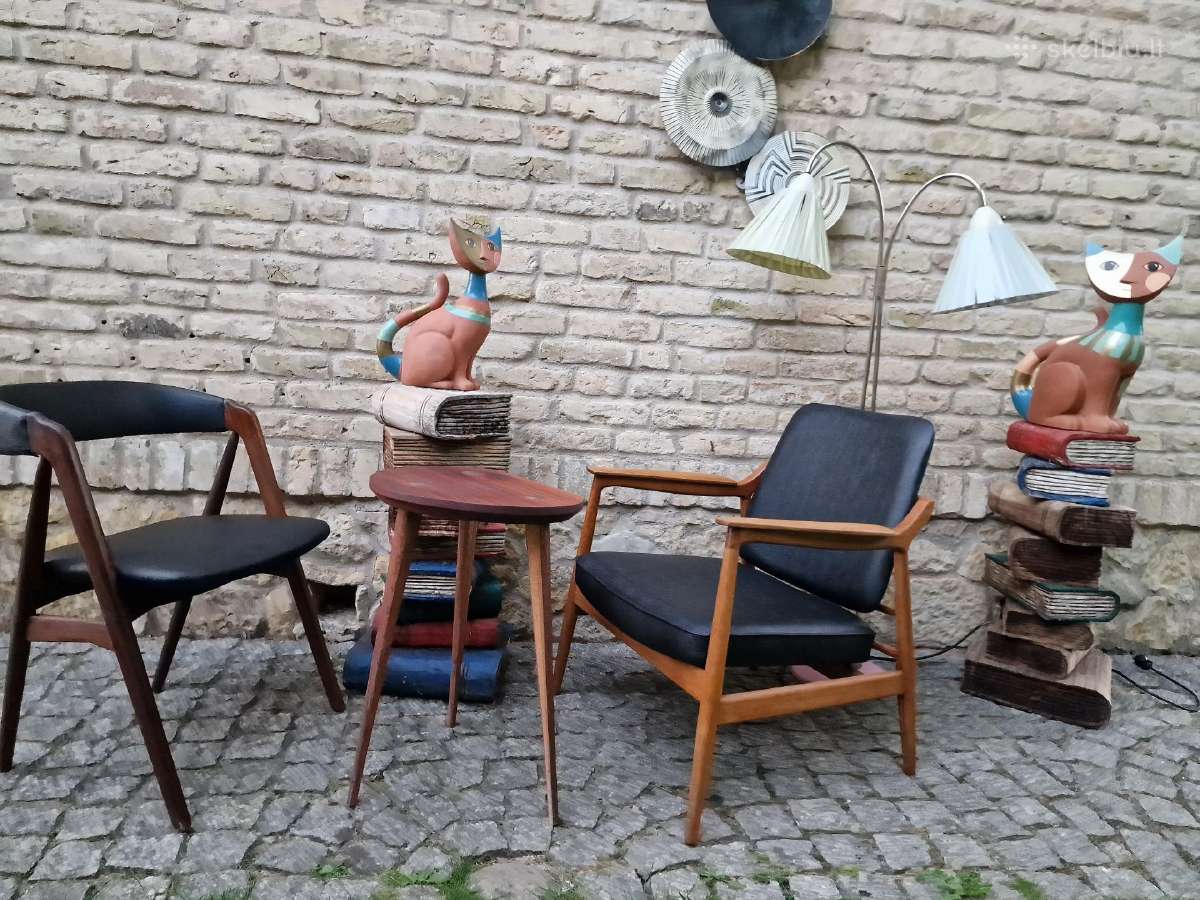 Vintažinis mid century ąžuolinis fotelis - nuotraukos Nr. 9