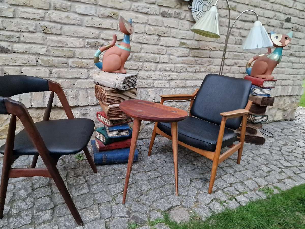 Vintažinis mid century ąžuolinis fotelis - nuotraukos Nr. 13