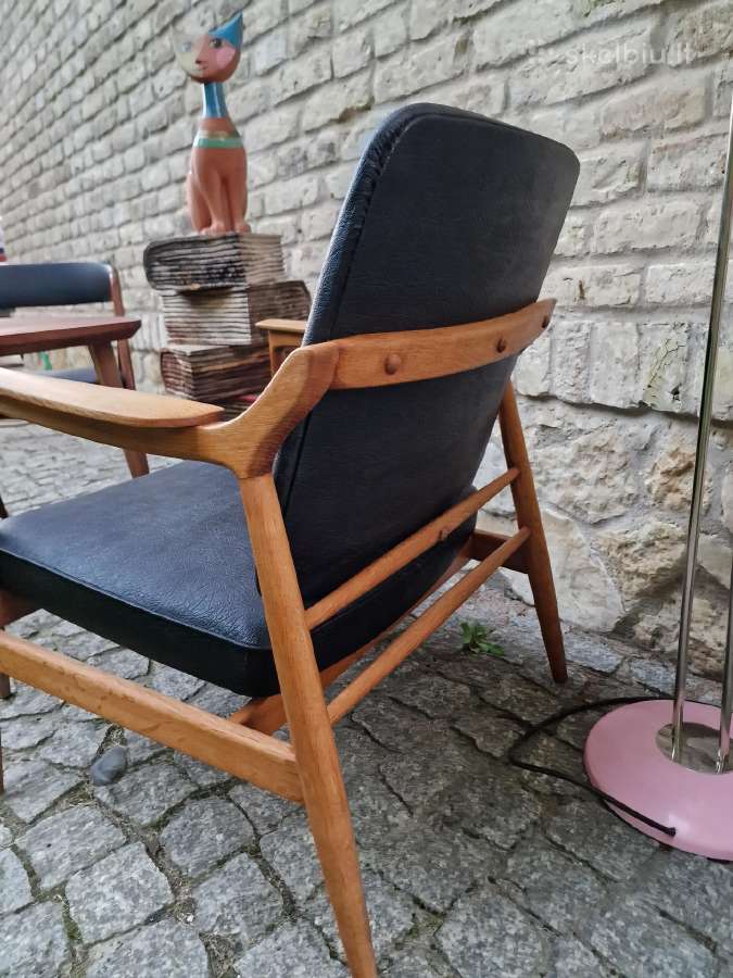 Vintažinis mid century ąžuolinis fotelis - nuotraukos Nr. 8