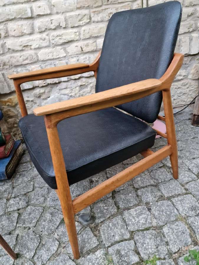 Vintažinis mid century ąžuolinis fotelis - nuotraukos Nr. 10