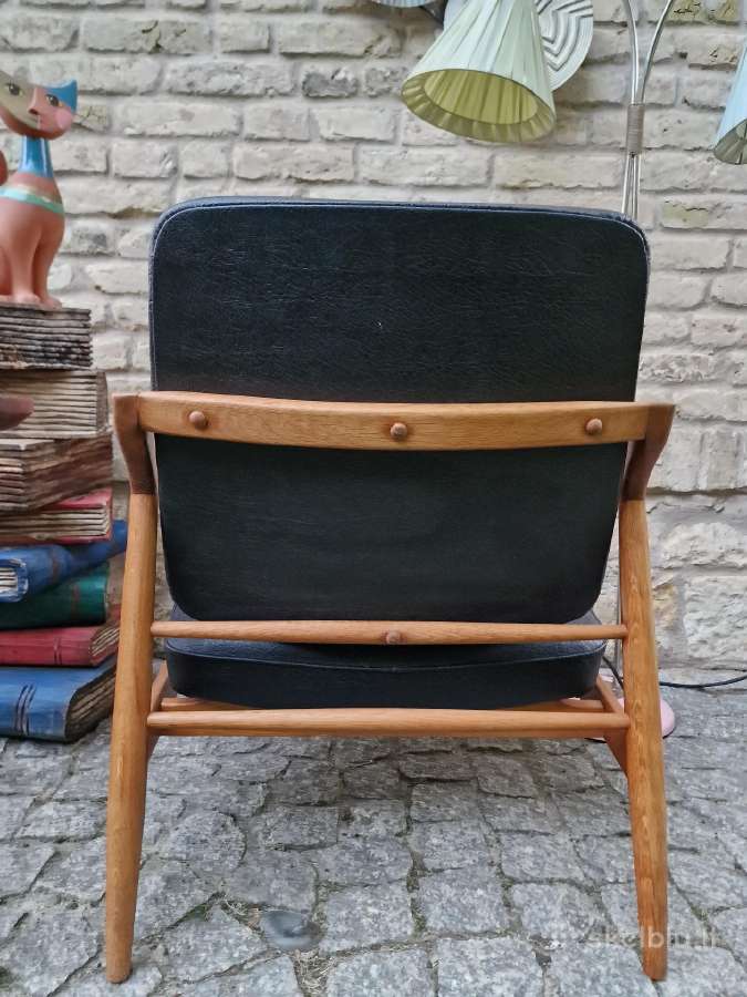 Vintažinis mid century ąžuolinis fotelis - nuotraukos Nr. 16