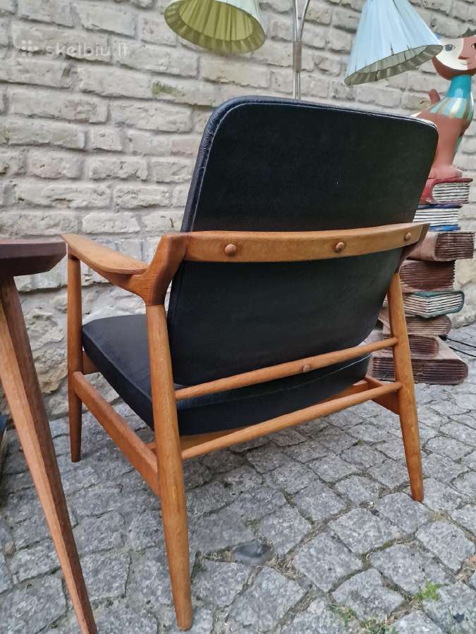 Vintažinis mid century ąžuolinis fotelis - nuotraukos Nr. 18