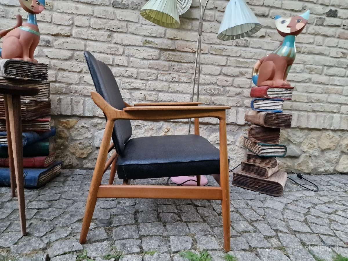 Vintažinis mid century ąžuolinis fotelis - nuotraukos Nr. 19