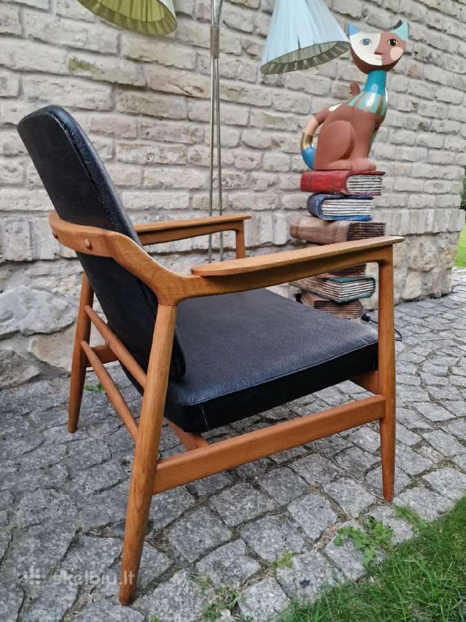 Vintažinis mid century ąžuolinis fotelis - nuotraukos Nr. 20