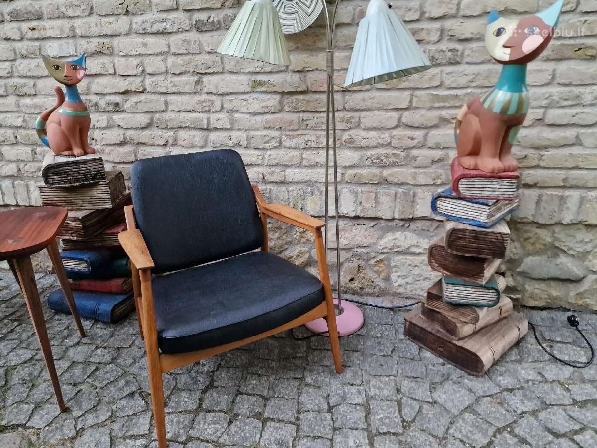 Vintažinis mid century ąžuolinis fotelis - nuotraukos Nr. 23