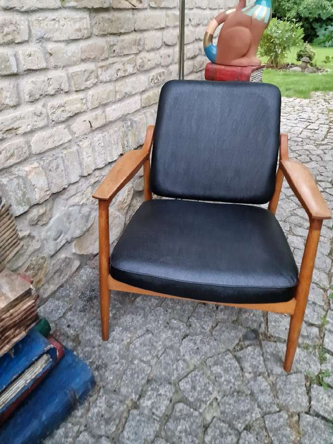 Vintažinis mid century ąžuolinis fotelis - nuotraukos Nr. 24