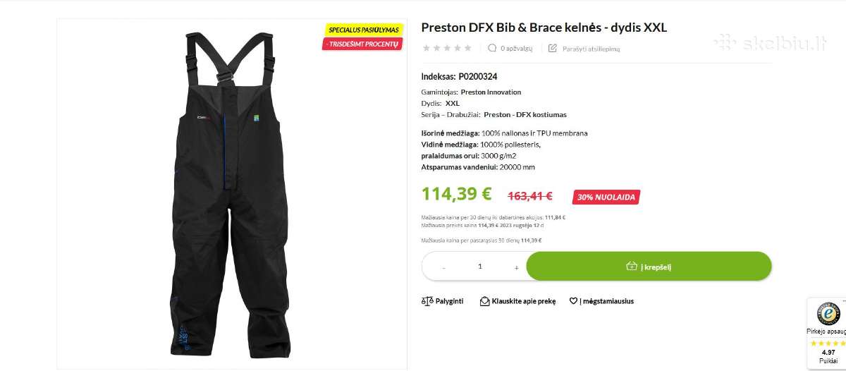Kelnės žvejybai Preston Dfx